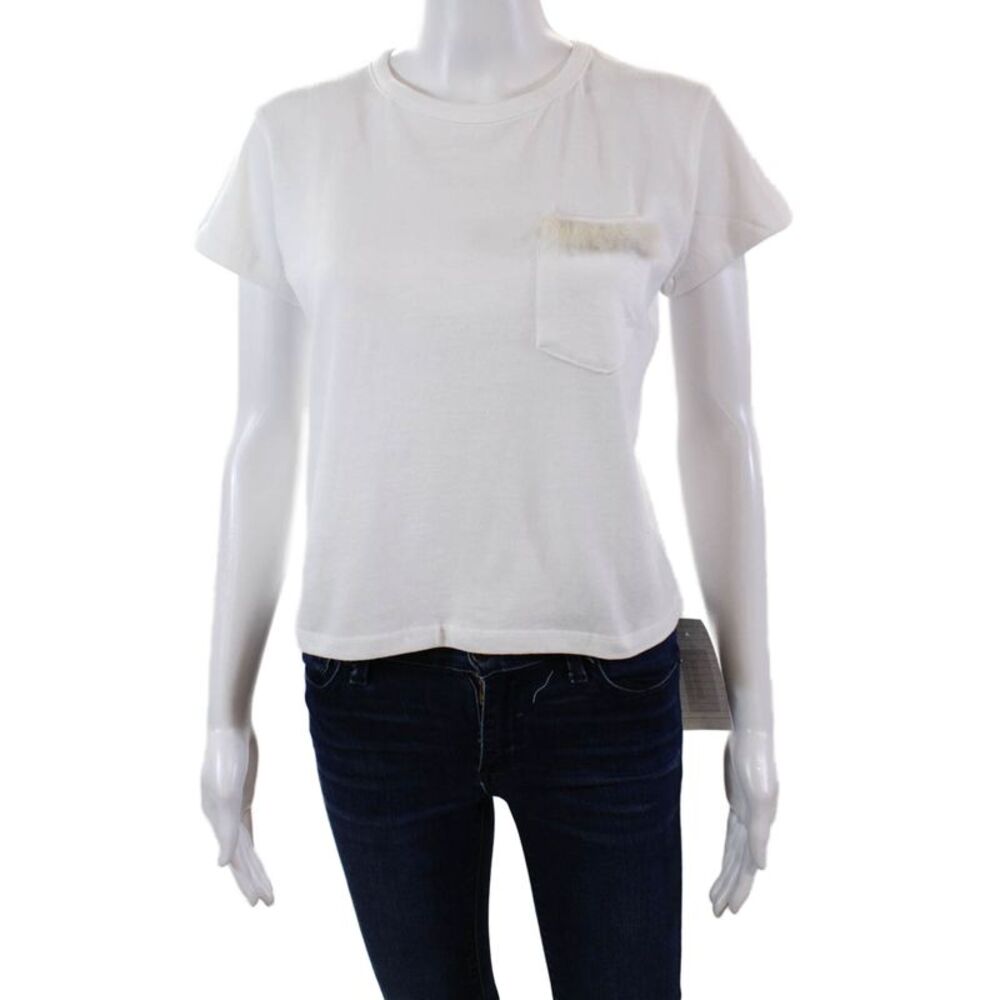 Liana Womens Cotton Round Neck Short Sleeve Cropped T-Shirt Top White Sz XS